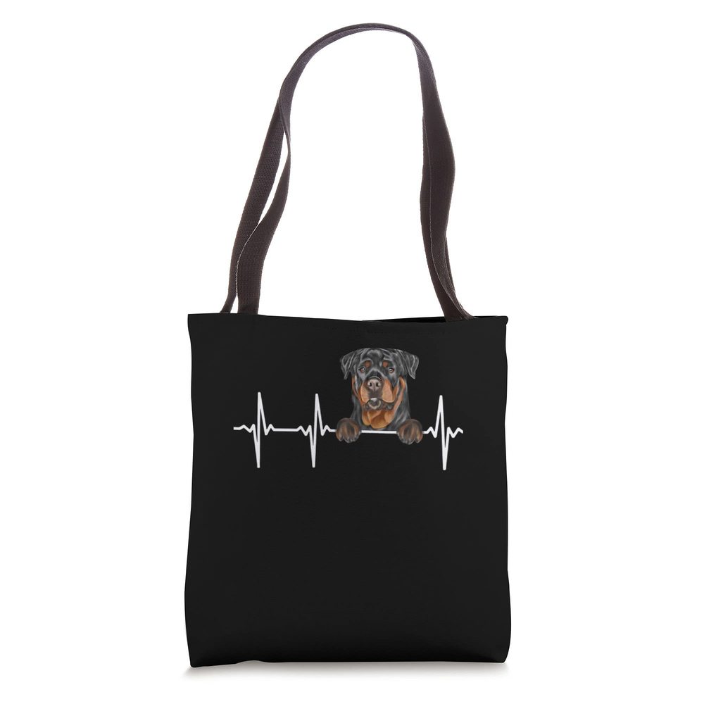 Funny Dog Heartbeat Rottweiler Lovers Tote Bag c: